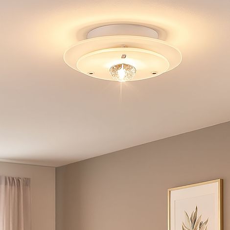 Deckenleuchte Deckenlampe Glas Metall rund Beleuchtung Lampe Licht Diamantis 40115