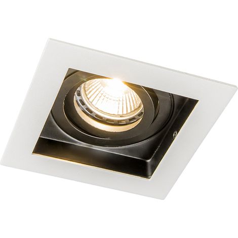QAZQA + Moderno Foco empotrable inteligente blanco con WiFi GU10 ajustable - Carree Acero Cuadrada Adecuado para LED Max. 1 x 5 Watt