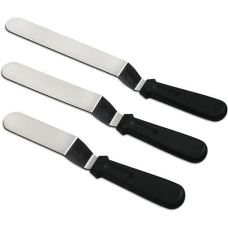Set di 3 spatole angolate in acciaio inox, spatola angolata per torte, accessori per dolci, utensili da forno, spatola per torte, divisore per torte, spatole per stendere...