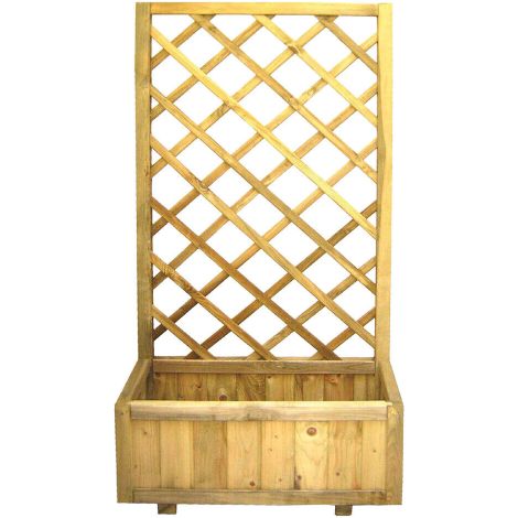 Jardinie're rectangulaire Merida avec panneau de caillebotis en pin impre'gne' 30x75x180 cm pour usage inte'rieur et exte'rieur