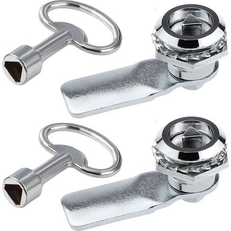 Serrures triangulaires pour coffrets de compteurs d'électricité et de gaz avec clé triangulaire pour armoire à cames (Argent - 2 pièces) (1/4)