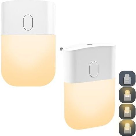Veilleuse Enfant, Lot de 2 Veilleuses LED, Lampe Nuit Automatique avec Capteur de Crépuscule, Veilleuse Bébé, Veilleuse Enfant Plug and Play pour Cuisine, Couloir, Escalier, Blanc Chaud [Cla (1/5)