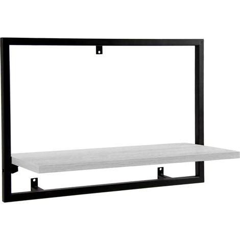 Moderne Wandregal mit klappbarem Design, 50 x 20 x 35 cm, aus weißem Holz und schwarzem Metall