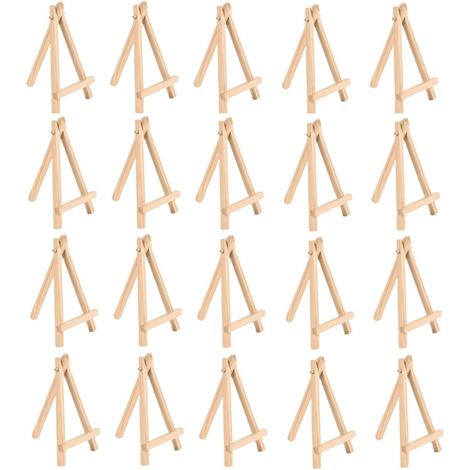 Lot de 20 chevalets triangulaires en bois, supports de bureau pour affichage, toile, peinture et dessin, mariages et loisirs créatifs pour enfants, 15 x 8 cm (1/5)