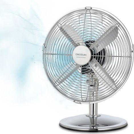 Ventilatore da tavolo da 40 W e rifiniture cromate, 12 pollici, 3 velocità, oscillazione, silenzioso, altezza regolabile, 4 pale e massima sicurezza. (1/5)
