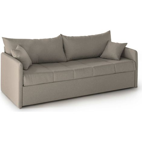 Divano Letto 3 Posti Avellana, Sfoderabile, Lavabile Made in Italy, Idrorepellente Letto Estraibile Materasso Incluso, 205x86 cm Grigio Tortora
