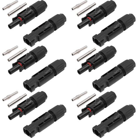 Connecteur solaire 6 paires IP67 étanche, fiche mâle femelle pour panneau photovoltaïque, câble haute tension 30A 1500V, kit raccord rapide. (1/5)