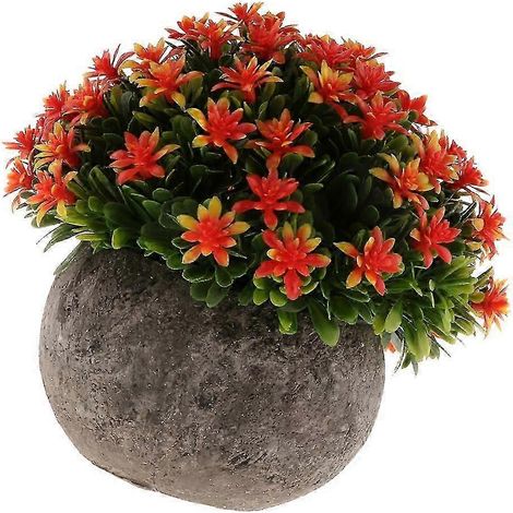 Künstliche Mini-Grasblume im Topf – 13 cm (Höhe) – Weiß-Orange (1/5)