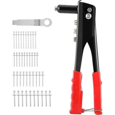 Kit Riveteuse Manuelle Professionnelle 4 en 1 avec 4 Buses Adaptateurs et 100 Rivets Pop (1/4)
