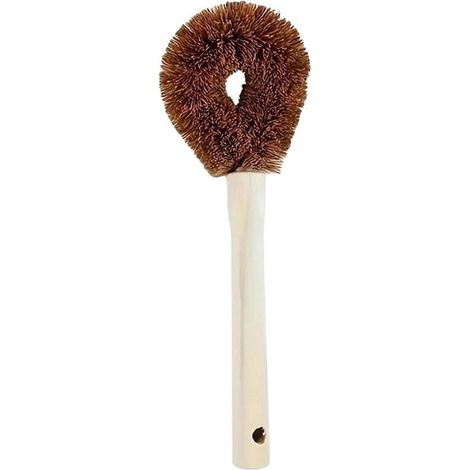 Spazzola per lavastoviglie in fibra di cocco - Spazzola lunga da cucina - Per strofinare pentole - Con bordo raschiante - 1 pezzo - Marrone