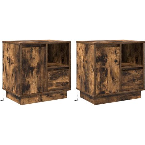 Nachttisch 2 pcs Geräucherte Eiche 50 x 34,5 x 50 cm