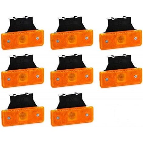 Lot de 8 feux de position à LED orange 24V 12V avec supports en caoutchouc pour châssis remorque camion remorque camion (1/5)