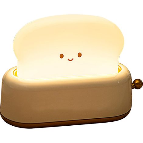 Kreatives Nachtlicht in Form eines Brotbackautomaten, USB-wiederaufladbare, dimmbare Tischlampe, LED-Nachttischlampe mit Timer für Kinderzimmer, gelb (1/5)