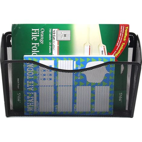 Organiseur De Dossiers Mural - Support Vertical En Métal Avec Panneau D'étiquette - Pour Bureau Maison École - 1 Pièce (1/5)