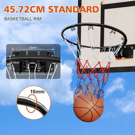 Panier de basket de remplacement 45,72 cm, double ressort solide en acier, avec filet, compatible avec poteaux enterrés et muraux, usage intérieur et extérieur, noir (1/5)