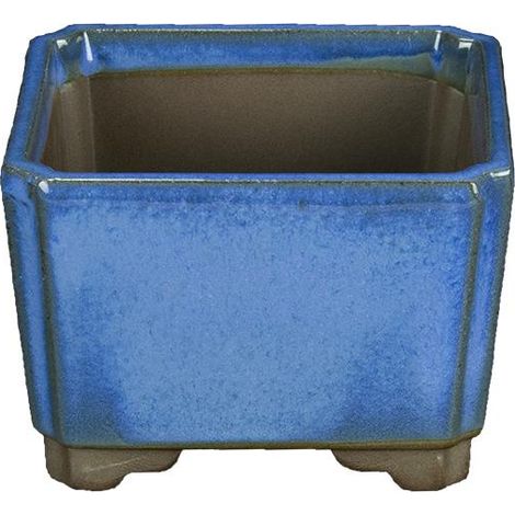 Vaso per bonsai Giapponese Morrisan quadrato in gres smaltato azzurro 9x9x5,5 cm - B03-3-2A