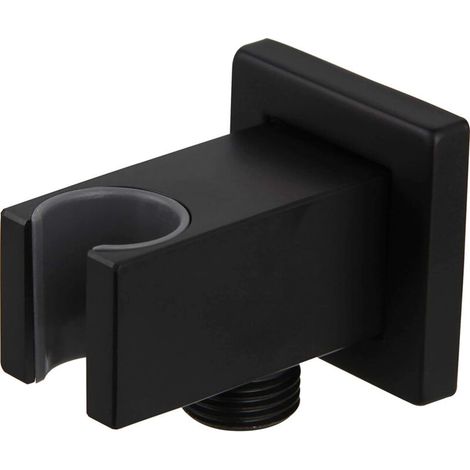 Shower Head Holder with 1/2" Wall Connection Elbow, Brass, Matte Black (1/5)