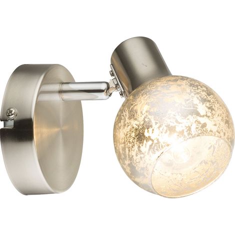 Wandstrahler Wandlampe Silber Schalter Glas beweglich H 11,5 cm Wohnzimmer Küche Wandleuchte