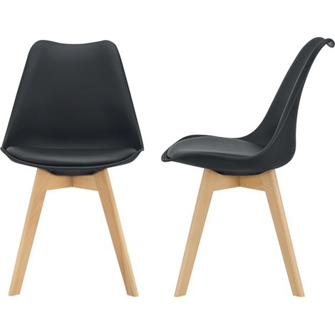 Juego de 2 sillas comedor cocina plástico sintético haya 81 cm negro 030002772