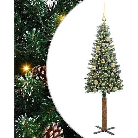 Sapin de Noël，Arbre de Noël mince avec 150 LED Vert et blanc 150 cm CFW85203 (1/5)