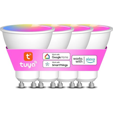 Ampoule LED GU10 RGBWW connectée, compatible Matter, lampe Wi-Fi dimmable changement de couleurs, synchronisation musicale, lot de 4 (1/5)
