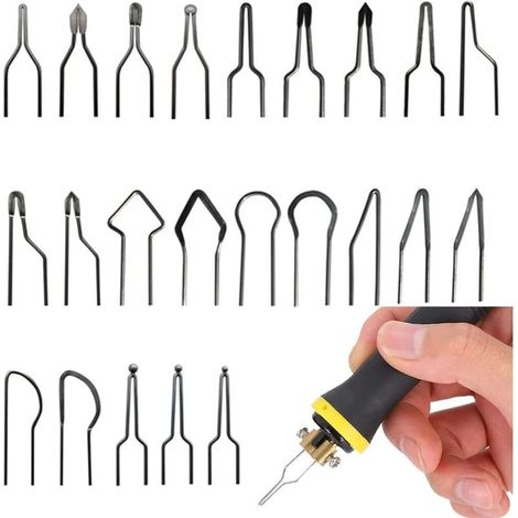 23 Pièces Pointes de Stylo Pyrogravure, Kit de Pointes Pyrogravure Réglables, Professionnelles Mini Fil Chauffant Haute Impédance Sans Courbure, pour Machine de Pyrogravure 30-50 W (1/5)