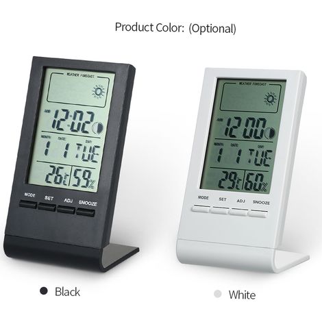 Mini thermomètre numérique hygromètre intérieur pièce ℃/℉ moniteur de température et d'humidité jauge de compteur réveil thermo-hygromètre avec affichage de la valeur maximale et minimale (1/5)