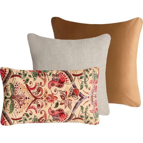Dekokissen 3er Set DYERA Baumwolle 30 x 50 cm 45 x 45 cm Bunt Blumenmuster