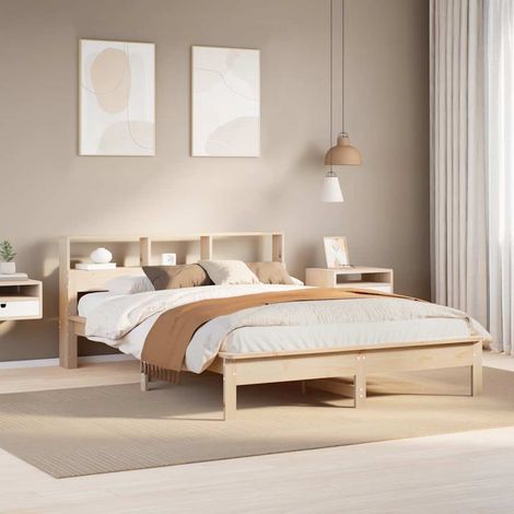 vidaXL Cadre de lit sans matelas 135x190 cm bois de pin massif (1/5)