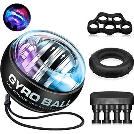 Gyroball Gyroscope Ball Power Wrist Gyro Ball Avant Bras Muscu, Exercices De Poignet à DéMarrage Automatique Balle De Force avec LumièRe LED pour Balle reeducation Main,Hand Grip Musculation Main Kit (1/5)