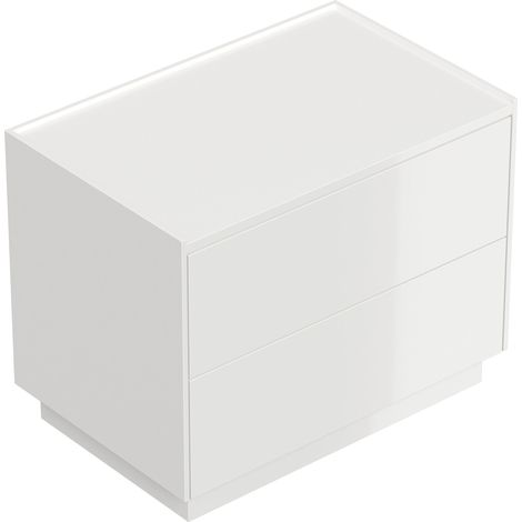 Design Nachttisch Kommode Concepto XL 70cm, 2 Pushauszüge lackiert Weiß Hgl (1/5)