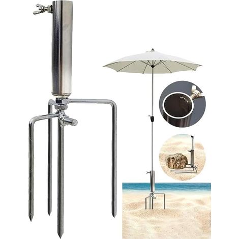 Pied de Parasol de Plage en métal - Piquet de pelouse pour Parasol - Diamètre : 20-38 mm - Pied de Parasol Amovible - Support de Parasol de Plage - pour la pêche, Le Jardin, la Plage (1/5)