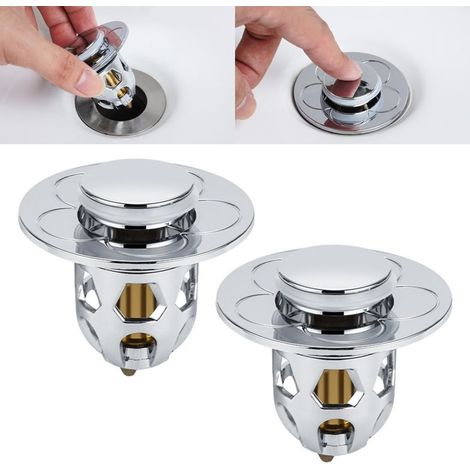 2 Bouchons Évier Escamotables Anti-Obstruction Argent Cuisine Salle Bain (1/5)