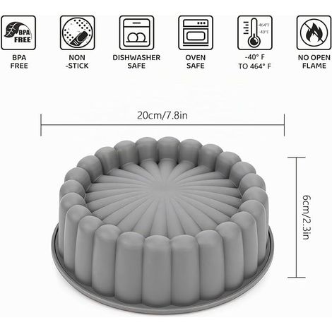 Cake Mould, Silicone Flower Shaped Moulds, Baking Mould for Cheesecake Brownie Pies, Grey (1/4)