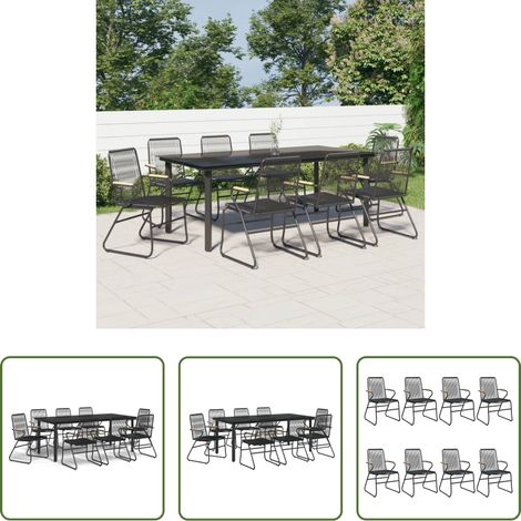 vidaXL Salle à manger extérieure - Ensemble à manger de jardin 9 pcs noir rotin PVC (1/5)