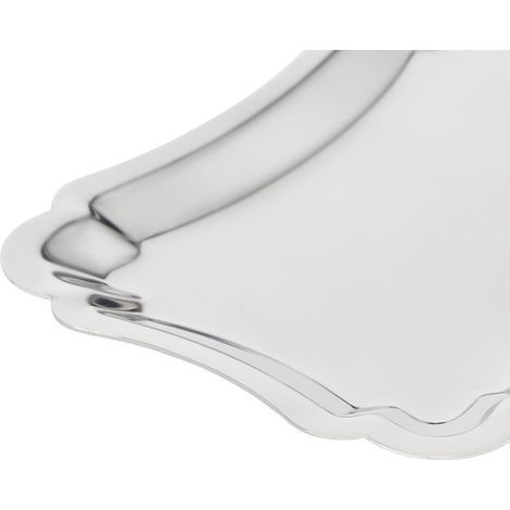 5 Pièces Plateau de Service Rectangulaire en Acier Inoxydable pour Snacks, Desserts et Serviettes, Bordure Dentelle, Taille L (1/5)