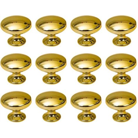 [NON UTILIZZATO] Pomelli rotondi per porte, pomelli per cassetti da 30 mm, maniglie per cassetti con viti per armadi, scrivanie, comodini, librerie, mobili, 12 pezzi oro