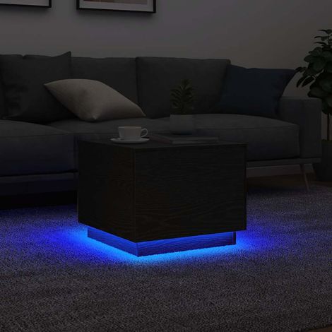 Table basse avec lumières LED-Table Salon à LED chêne noir 50x50x40 cm 297337 (1/5)