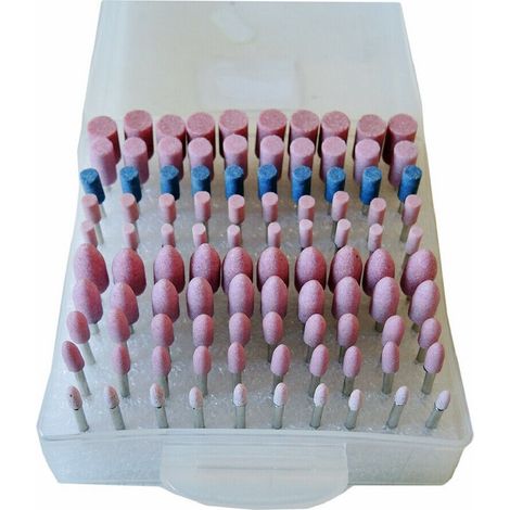 Trade Shop - Satz mit 100 Steinfräsern für Mini-Bohrmaschinen, 3 mm Polier-Schleifköpfe - (1/3)