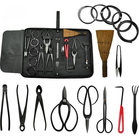 Kit de 12 outils de jardinage pour bonsaï, ensemble de tailles pour plantes et jardins en acier au carbone, ciseaux et kit pour bonsaï (1/4)