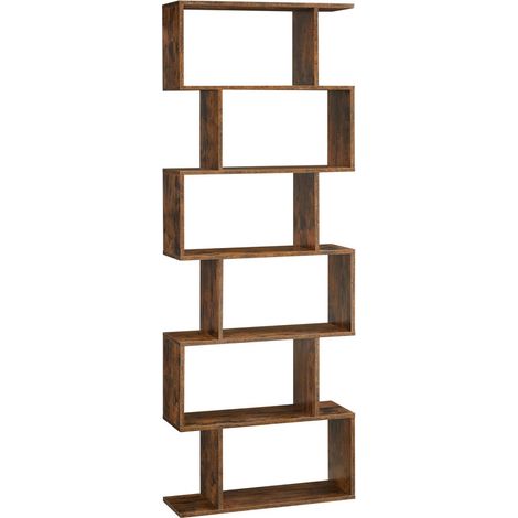 Étagère bibliothèque 6 niveaux 24×70×190,5 cm – Meuble de rangement et cloison de séparation – Marron – Usage salon, chambre, bureau (1/5)