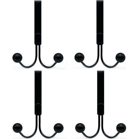 Patère de salle de bain Lot de 4 crochets de porte compatibles avec les vêtements, crochets de porte en métal 2 crochets