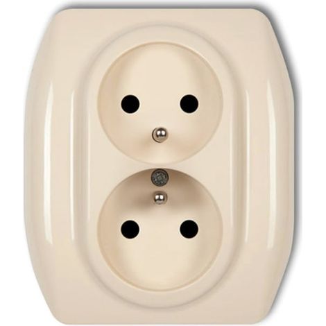 TREND Enchufe doble con/sin toma de corriente, beige 1GP-2zp