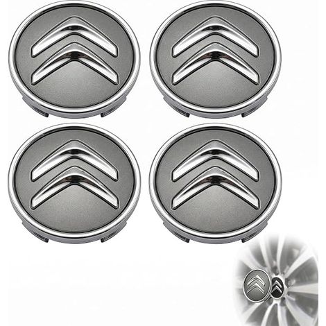 Lot de 4 Cache Moyeu 60mm Gris - Enjoliveurs de Centre de Roue pour - Capuchons de Jantes Alliage Haute Qualité et Stabilité (1/5)