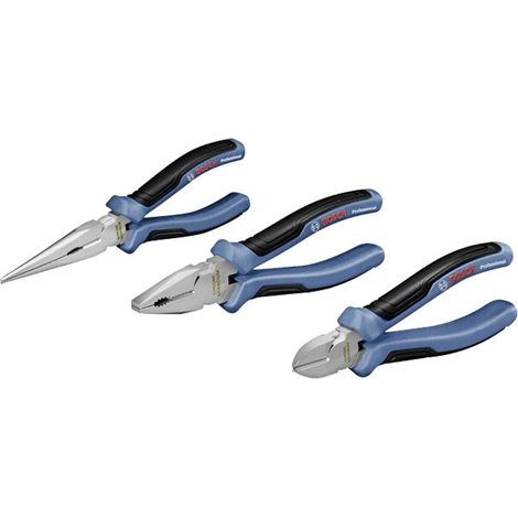 Bosch Professional – Jeu de pinces 3 pièces 1600A016BG – Acier chrome-vanadium – Mécanisme de levier optimisé – Confort d'utilisation ergonomique - S607332 (1/10)