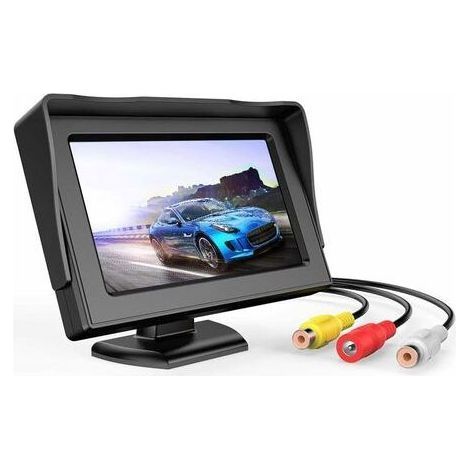 Schermo LCD da 4,3 pollici per telecamera di retromarcia – Risoluzione 480x272 – Impermeabile e compatibile PAL/NTSC – Supporto regolabile a 180° (1/5)