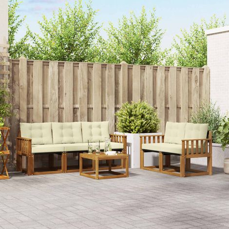 Outdoor-Sofagarnitur mit Kissen 6 pcs Natur und Creme (1/5)