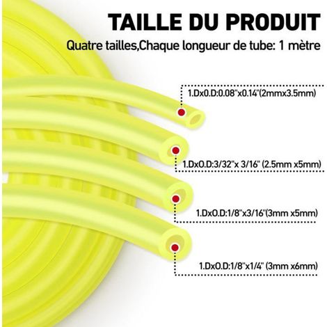 Tuyau Essence Carburant 4 Tailles Lot de 4 - 4 pièces, transparent, 1m - tuyau tronconneuse debroussailleuse souffleur - es Lumiryn (1/5)