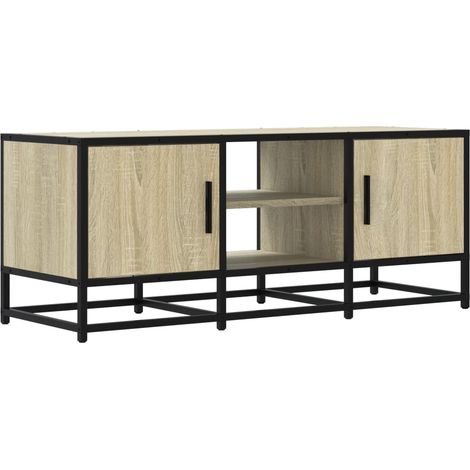 Mobile TV multimediale scaffale per televisione televisore buffet sala da pranzo soggiorno camera da letto rovere Sonoma 100 x 35 x 41 cm derivati del legno e metallo marrone 020027418