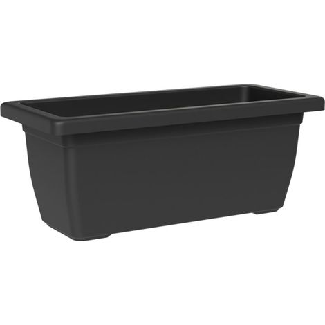 Vaso Rettangolare a Cassettone Outdoor Tera Tikal Ash 52x30 cm in Plastica Antracite